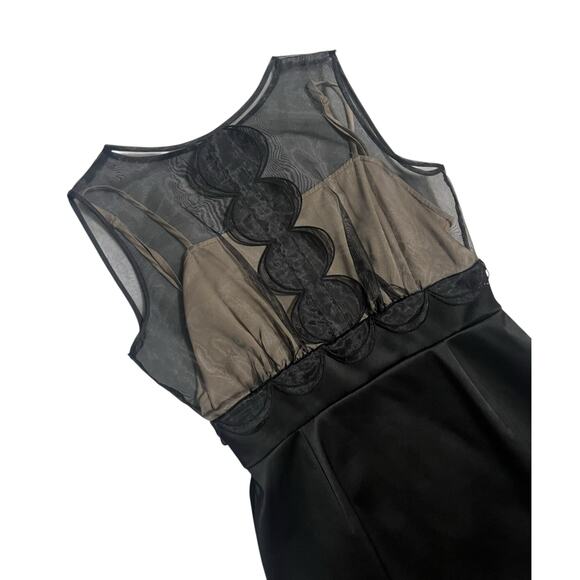 Max and Cleo Black Sheer Satin Cocktail Mini Dress Sleeveless Size 8 Semi Formal - Picture 2 of 12